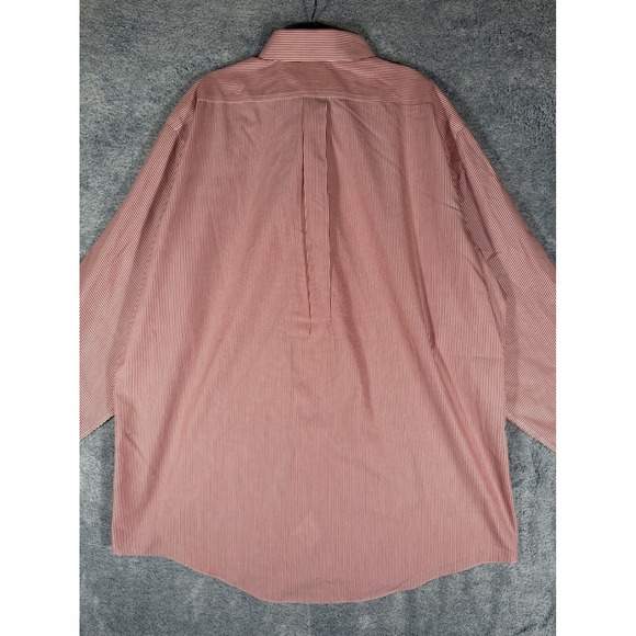 Brooks Brothers 346 Mens 18 6/7 Red White Striped Non-Iron Cotton Dress Shirt - Picture 8 of 11